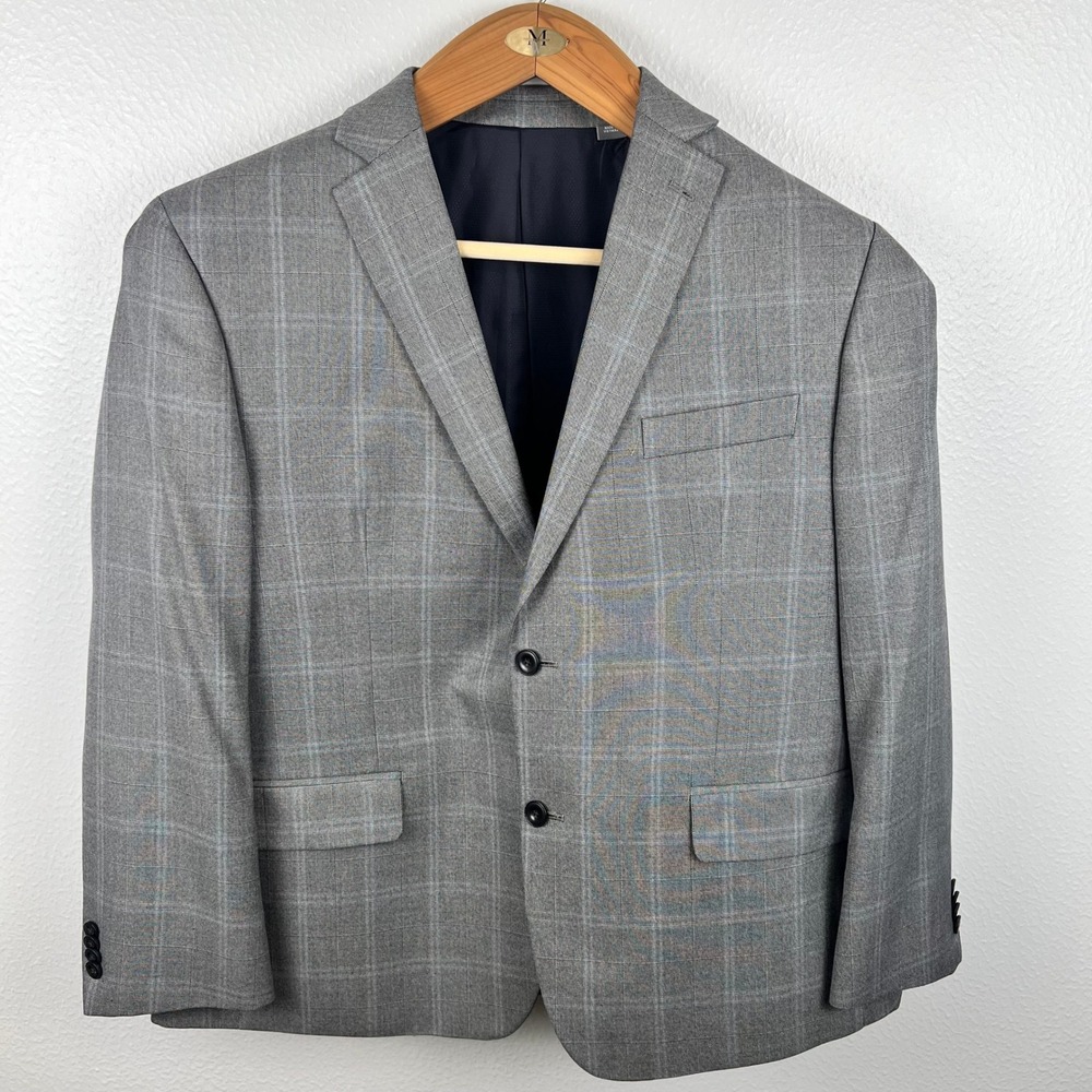 Michael Kors Kelson Grey Glen Plaid Sport Coat Mens 44S Blazer Two Button Short